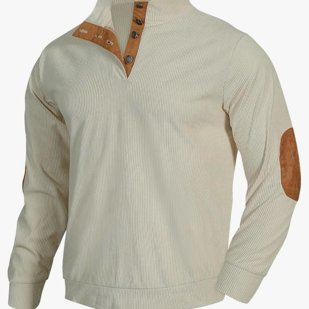 Men's Beige Pullover with Brown Accents